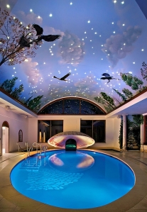 Imaginative-painted-ceiling-and-pool-for-those-who-love-a-bit-of-drama